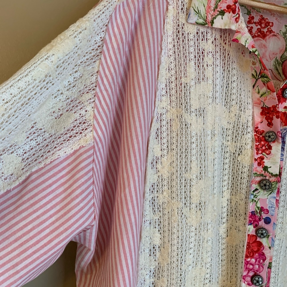 POL Womens Oversized Patchwork Button Down Shirt … - image 5